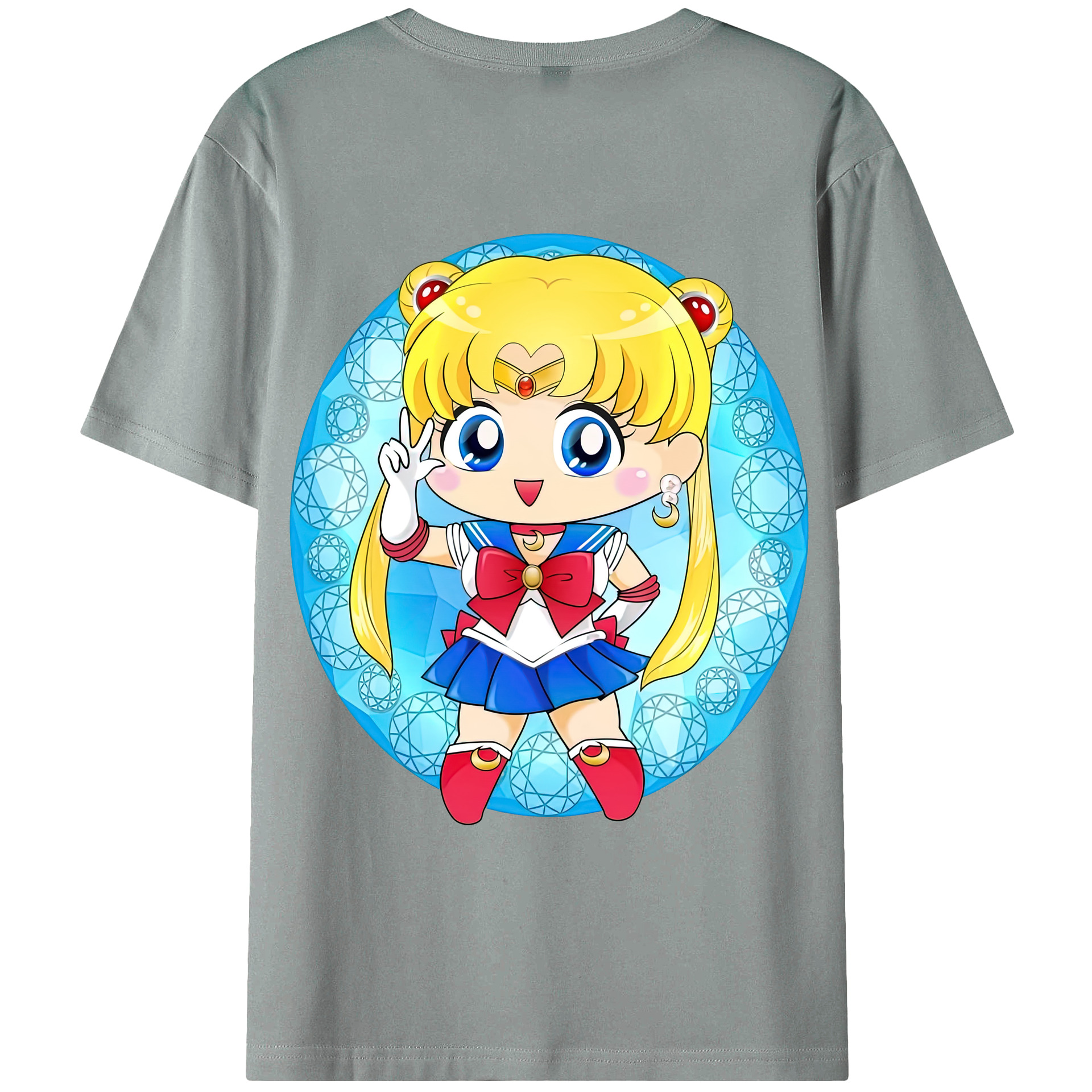 （画像用） 美少女戦士セーラームーン 月野 うさぎ つきの うさぎ Sailor Moon Tsukino Usagi 綿100％ メンズ半袖Tシャツ（バックプリント） 通気性